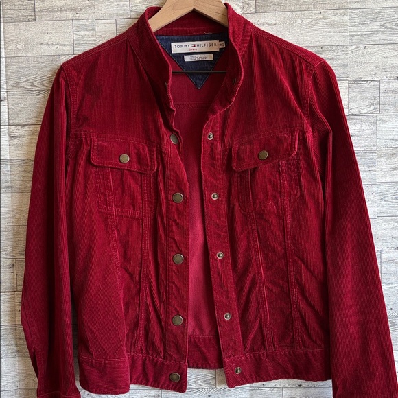 Tommy Hilfiger Jackets & Blazers - corduroy red jacket Tommy Hilfiger women's‎ size medium y2k